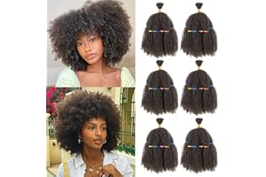 AMLUCKS Afro Kinky Hair Bulk Marley Twist Braiding Hair Braids pre-separated Springy Braids for Cuban Twist Hair Faux Locs Crochet Synthetic Hair Extensions for Women (4#, 14inch - 6)