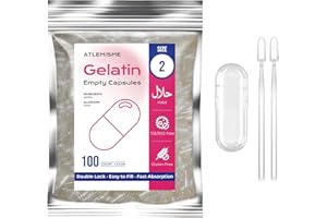 ATLEMISME Empty Capsules Size 2 100 Count,Clear Empty Gelatin Capsules Kosher,Halal and Non GMO Certified for DIY Supplements.Hypoallergenic Gel Capsules Empty with 2 Spoons,Adapted to The Capsule Filler