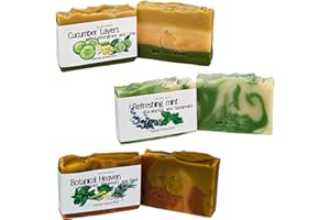 BEE ZERO WASTE Handmade Natural Soap Bar Set | UK Artisan Cold Processed Vegan Soaps | Organic, Cruelty-Free, Palm Oil-Free | Essential Oil Scented | Floral, Herbal & Citrus Soap Gift Set (Herbal)