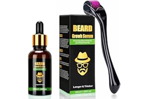 Endim Bartwuchs Kit mit Titanium Derma Roller, Bartroller 0.5mm, Beard Roller/Bartwuchs-Serum-Öl,Bartwuchs Roller,Beard Microneedle, Bartpflege-Set Bestes Geschenk für Männer/Vater