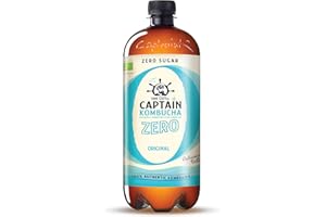 THE GUTSY CAPTAIN KOMBUCHA Gutsy Captain Kombucha ZERO - ZERO Calories, Zero Sugar - Bio Kombucha Tee, Lebendige Kulturen, Keine Konservanten, Unpasteurisiert, Roh und Vegan - 8 x 1000ml ZERO (Original)