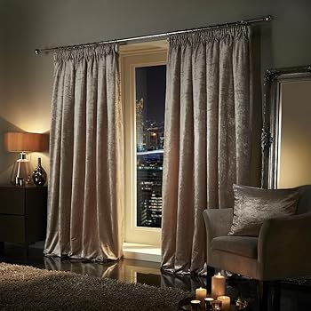 Door Curtains Cushion Covers Taupe Opulence Crushed Velvet Ring