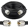 Boobrie Upgraded Cable PL259 20M RG58 Coax Cable UHF Male to UHF Male Cable 50ohms SuperFlex RG58 CB Radio Cable Ham Radio Coaxial Cable Low Loss PL259 Adapter for CB Ham Radio Antenna Broadcast