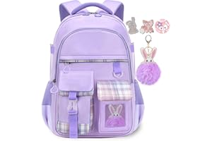 HANXIUCAO Cartable Fille Primaire, Kawaii Sac a Dos, Avec compartiment pour ordinateur portable pour Enfants de 6 à 12 Ans
