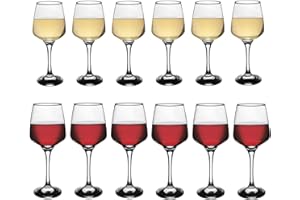 Argon Tableware Verres à vin Rouge et à vin Blanc - Ensemble de 12 pièces - 400 ML / 295 ML