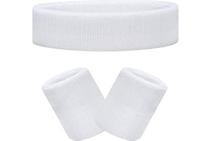 RSXING Schweißband Set Sportstirnband Handgelenk Polyester Baumwolle Schweißbänder Frottee, Sporttraining Armband Stirnbänder, Schweiß Absorbierendes Stirnband für Herren Damen