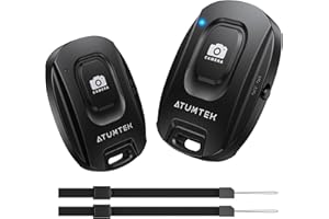 ATUMTEK Zdalna migawka do aparatu iPhone i smartfonów z systemem Android (2 sztuki), bezprzewodowy pilot zdalnego sterowania, przycisk do zdjęć i filmów (Bluetooth 5.2), pasek na nadgarstek w zestawie