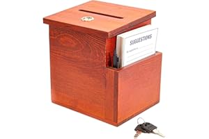 JUVALE Scatola per Suggerimenti in Legno con Serratura e Tasca, 50 Schede di Suggerimenti e 1 Penna Inclusi, Marrone