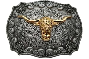Yone Xwest Western Cowboy 4x3 Belt Buckle Golden Texas Longhorns Bull Buckles Gürtelschnallen
