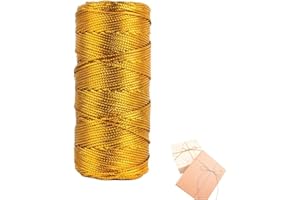 JYCY 100m metallic gold string 1.5mm Twine string for bracelet making cord rope for crafting tinse for gift wrapping christmas twine ball of gold thread DIY Crafts Wedding Favors (Gold)