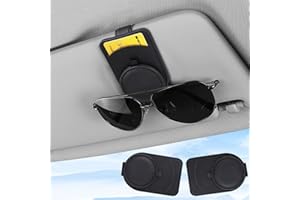 upbeat Porta Occhiali da Auto, Clip per Occhiali da Sole per Auto, Portaocchiali Auto in Pelle, Supporto per Occhiali e Biglietti da Visita, Occhiali e Porta Biglietti da Visita, 2 Pezzi (Nero)