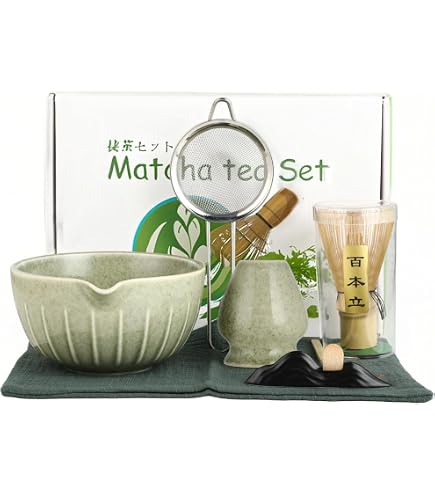 Matcha-Set Aus Keramik – 5-teilig In Rosa, Mit Schneebesen, Schüssel, Sieb, Schaufel Und Halter