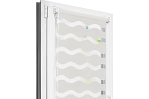 Estika Tenda a rullo doppio klemmfix senza foratura, tessuto a onde - 35 x 150 cm - Perla - Tenda giorno e notte, tessuto doppio, per interni, protezione dalla luce solare