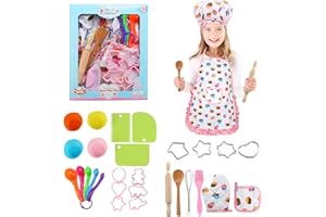 Ballery Set da Cuoco per Bambini, 30 Pezzi Grembiule Cucina Bambini Gioco d'Imitazione Kit, Chef Gioco di Ruolo Set con Accessori per la Cucina per Compleanno Natale Pasqua Festival, 3-8 Anni