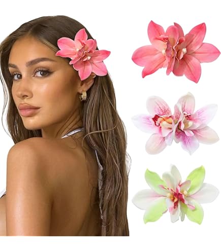 4 Stück Hawaiische Blumen-Haarklipps – Bunte Hibiskus-Blumen Mit Klammer Für Strand & Party