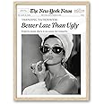 iHery Better Late Than Ugly Natural OAK Wood Audrey Hepburn Newspaper Trendy Framed Wall Art, Large 16x20 in Vintage Headline Canvas Bedroom Wall Decor, Set of 1 Bathroom Girly Dorm Living Room