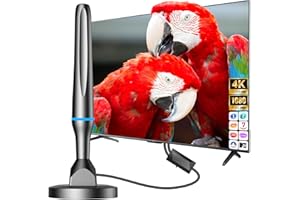 DGUPSP Antena de TV Interior 2025,Freeview Antena HDTV Digital con Amplificador y Cable Coaxial para Canales Locales,260km señal de Rango de Televisión Libre,Compatible con (VHF/UHF/DVB-T/DVB-T2)