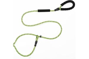 Happilax Retriever Leash mit Zugstopp Verbesserte Zugstopp-Lasche, Textilmaterial, Komfortabler Griff, Längenverstellbar, Strapazierfähiges Nylon, 185 x 1 cm - Grün