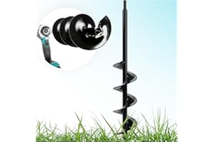 GRAY BUNNY Metal Earth Auger/Ground Auger Drill Bit 17.5" Long 3" Wide Helix, 10 mm Diameter Non-Slip Hex Shank, Rust-Proof Rapid Planter, Bulb Plant Auger, Umbrella Post Hole Digger