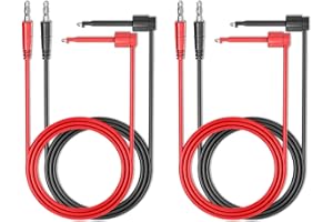 Cleqee 4 conectores banana de 4 mm a ganchos de prueba, cables de prueba, cables de prueba, cables de cobre blandos, cables para multímetro, pruebas eléctricas, 500 V, 5 A