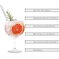 HALM Original Glas Strohhalme Gin Sprüche | 2021 Edition | 6x 20cm mit gravierten Gin Gläser Sprüchen | Glasstrohalme…