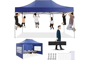 TOOLUCK 3x4.5M Pop Up Gazebo Commercial Heavy Duty Canopy Tent with 3 sidewalls Easy Up Wedding Party Tent Outdoor Gazebos Canopy, All Season, Windproof & Waterproof (Frame Thickened)