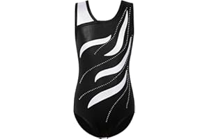 ZNYUNE Trykoty gimnastyczne dla dziewcząt, bez rękawów, długi rękaw, gradientowy trykot gimnastyczny, 3-14 lat