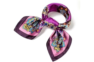 QBSM Womens 23.6 inch Satin Silk Feeling Formal Square Neck Scarf Head Hair Wraps Kerchief