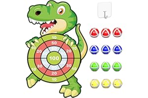 ‎JKGIFTS Spielzeug ab 3-9 Jahre,76CM Dinosaurier Spielzeug Dartscheibe Kinder Spielzeug ab 4-11 Jahre Junge Geschenk 3 Jahre Dartscheibe Kinder Mit 12 Klebrigen Bällen Geburtstags Geschenke für Kinder 4–11