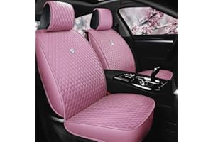 Menifomory Pink Seat Covers Full Set Leather Auto Seat Covers 9PCS Front & Rear Seat Covers with Airbag Compatible Universal Fit Most Car Auto Suv (B-Pink)