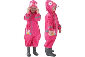 JinBei Puddle Suit for Kids Boys Girls Waterproof Suit All in One Raincoat Lightweight Hooded Portable Breathable Easy to Dry Rainsuit Rainwear for Children Toddler Baby Unisex 2-8 Years