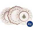 Piatto Segnaposto Decorativo Villeroy & Boch Toy's Delight In Porcellana Premium, 35 Cm, Rosso E Bianco Per Tavola Natalizia