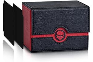 UAONO Deck Box für Sammelkarten, Sideload MTG Deckbox passt für 120+ Karten, PU Leder Sammelkarten box für Magic Commander YuGiOh PTCG Karten (Black&Red)