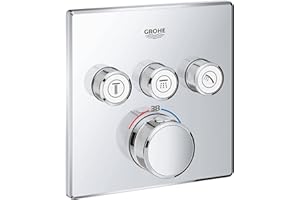 GROHE Grohtherm SmartControl - Brause- & Duschsystem -Thermostat (3 Absperrventile, ultraflaches Design, Wandrosette aus Metall),eckig, chrom, 29126000