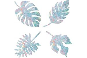 GORGECRAFT, 16 Uds., Adhesivos de Ventana de Hoja, Pegatinas de Alerta de Vidrio de Ventana de Arco Iris Anticolisión para Pájaros, Calcomanías de Hojas de Palma, Película de Vinilo Prismático