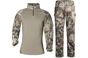 Uugood Camicia Militare Uomo Pantaloni Multicam Camicia da Combattimento Tattica e Set di Pantaloni Camouflage BDU Uniforme Airsoft Set Paintball Vestiario