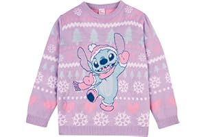 Disney Lilo & Stitch Christmas Jumper | Girls Xmas Jumper | Childrens Acrylic Knitted Christmas Jumper Sweatshirt | Lilo & Stitch Gifts for Girls