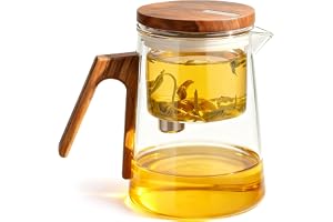Tekanna glas med sil, 700 ml tebryggare för löst te med magnet suglock, glas teapot, trycktekanna, teälskare gåvor, hög borosilikatglas, tebryggare för hem och kontor