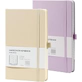 HOMEMARS A5 Dotted Notebook, Bullet Dotted Journal 100gsm Dotted Paper, 200 Pages, Bookmark, A5 Hardcover Notebook with Penci