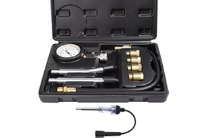 Fippy Testeur de Compression de Moteur avec Testeur de Bougie d'allumage, Testeur de Compression de Cylindre, 0-300 PSI / 0-20 Bar avec 4 Adaptateurs (Noir)