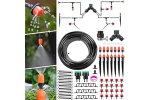 Aiglam Sistema de riego de jardín, Micro Kit de riego por Goteo Riego automático Rociadores automáticos Kit de riego por Goteo Riego de jardín para Jardines, Macizo de Flores, Plantas de Patio (40M)
