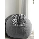 Mollismoons Bean Bag Fur Chair XXXL Size for Adults & Kids Bean Bag Cover Without Beans Grey Color