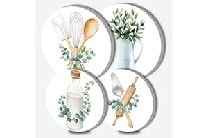 WALARKY Kitchen Round Metal Hob Covers Dining Room 4-Piece Stove Plate Cooker Hob Covers for Electric Cookers Top Burner Gas Range Oven Protector Kitchen Tools Accessories Modern Cooktop Kitchen Decor