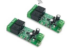 EACHEN eWelink APP Modulo Interruttore Relè Wifi a 2 Canale Autobloccante Pulsante a Impulsi Momentaneo DC 5-32V, Pulsante Contatto Pulito Wifi da Applicare Al Porta del Garage, per Tapparella Alexa 2 Pezzi