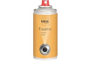 KREUL 800150 - Fissativo, bomboletta spray da 150 ml, pellicola protettiva altamente trasparente e non lucida per disegni a gesso, carboncino e pastello, nonché per tempere e acquerelli