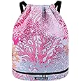 Risefit Waterproof Drawstring Bags String Backpack, Swim Bags PE Gym Bags Sports Backpacks Swimming Bags for Adults, Kids - Men Women Girls Boys