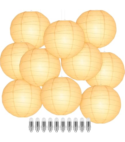 Encham 20 stuks papieren lantaarns, witte lampions met 20 x