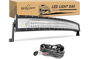 Willpower Barre à LED courbée, 42 Pouces 540W Barre de LED avec 12V Faisceau de câblage kit, Faisceau combiné Rampe LED Barre LED pour SUV ATV UTV Truck etc