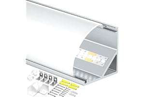 Shine Plus LED-hörnlist 2 m x 5 bitar, List 45 graders V-form hörnremsa, Anodiserad aluminiumskena, kanal och diffusor, Passa