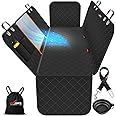 Dog Car Seat Covers, 600D Heavy Duty 100% Waterproof, Nonslip, Zipper Design seat protector, Mesh Window, Perfect Dog Hammock for Car backseat, SUVs, Sedans & Truck (Black, Square Window Style)